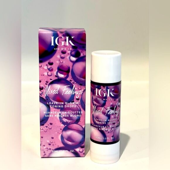 IGK MIXED FEELINGS LEAVE-IN BLONDE TONING purple DROPS brand new in box - Picture 1 of 7